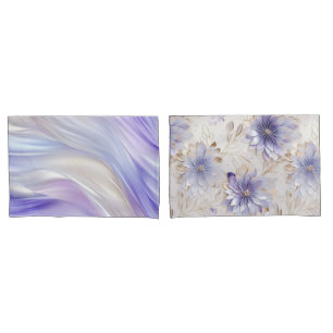 Paarse Blauwe Parel Witte Bloemen Kussensloop