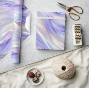 Paarse Blauwe Parel Witte Swirls Cadeaupapier