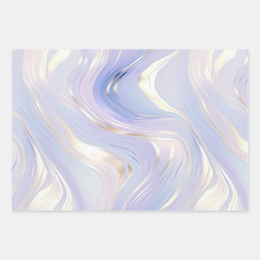 Paarse Blauwe Parel Witte Swirls Inpakpapier Vel (Voorkant 2)