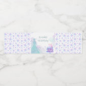 Paarse Blauwe Prinses Meisje Verjaardagsfeestje Waterfles Etiket (Enkel label)