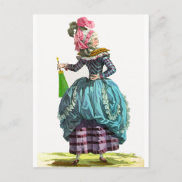 Paarse & Blauwe Regency-Franse Mode Tekening Briefkaart