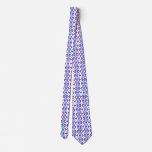 Paarse & Blauwe Retro Argyle Bowling Pin Stropdas (Achterkant)