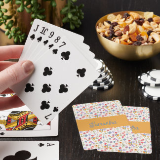 Paarse Blauwe Rode Waterverf Wilde Bloem Aangepast Pokerkaarten