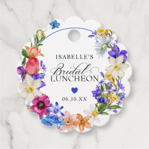 Paarse Blauwe Rode Wildbloem Bridal Luncheon Showe Bedankjes Labels