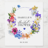 Paarse Blauwe Rode Wilde Bloem Bruidsfeest Wijn Etiket (Enkel label)