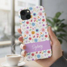 Paarse Blauwe Roze Boho Wilde Bloem Gepersonalisee