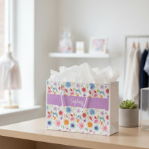 Paarse Blauwe Roze Boho Wilde Bloem Gepersonalisee