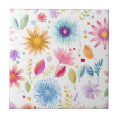 Paarse Blauwe Roze Boho Wilde Bloem Tegeltje (Voorkant)