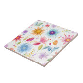 Paarse Blauwe Roze Boho Wilde Bloem Tegeltje (Zijkant)