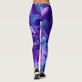 Paarse, blauwe, roze Bokeh Marmer Fluid Art Leggings (Achterkant)