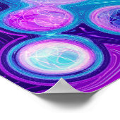 Paarse, blauwe, roze Bokeh Marmer Fluid Art Poster (Hoek)