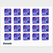 Paarse, blauwe, roze Bokeh Marmer Fluid Art Vierkante Sticker (Vel)