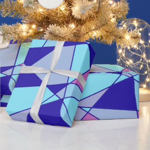 Paarse blauwe roze driehoek abstract cadeaupapier