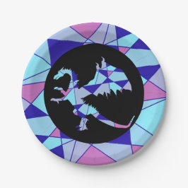 Paarse blauwe roze driehoek abstract papieren bordje