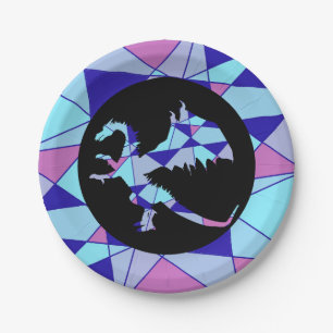 Paarse blauwe roze driehoek abstract  papieren bordje