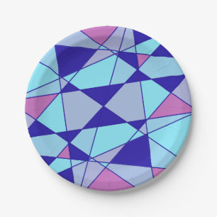 Paarse blauwe roze driehoek abstract  papieren bordje