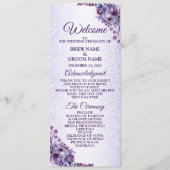 Paarse blauwe roze Floral Glitter Elegant Wedding Programma (Voorkant)