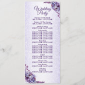 Paarse blauwe roze Floral Glitter Elegant Wedding Programma (Achterkant)