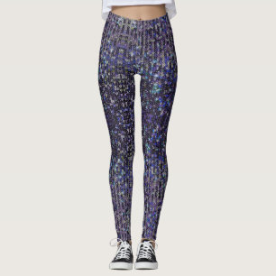 Paarse blauwe sequenties   spartelpatroon   leggings