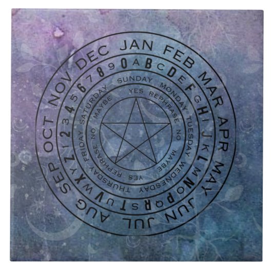 Paarse blauwe slinger tegeltje (Voorkant)