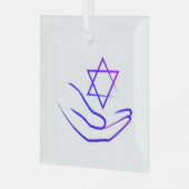 Paarse/blauwe ster van David Glass Ornament (Voorkant links)