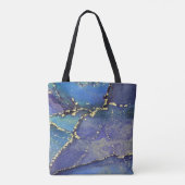 Paarse Blauwe Teal en Gouden Vloeibare Kunst Monog Draagtas (Achterkant)