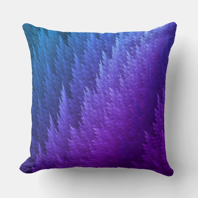 Paarse Blauwe Tye Dye Veerpatroon Kussen (Voorkant)