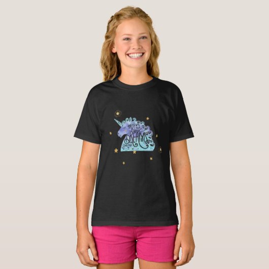 Paarse blauwe unicorn t-shirt (Voorkant volledig)