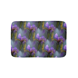 Paarse blauwe vlag Iris Flowers Natuur Patroon Badmat
