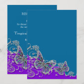 Paarse blauwe vlinderbloemflora kaart (Voorkant / Achterkant)