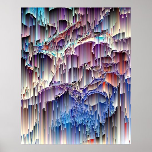 Paarse Blauwe Waterval Abstracte Kunst Poster (Voorkant)