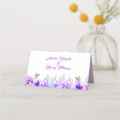 Paarse, blauwe waterverf bloemen bloemen bruiloft (Achterkant)