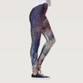 Paarse blauwe Waterverf Cosmic Galaxy Sparkle Leggings (Rechts)