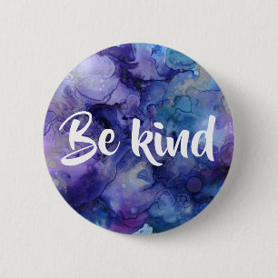 Paarse blauwe Waterverf Rond Button