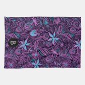 Paarse & Blauwe Wilde Bloemen | Monogram Theedoek (Horizontaal)