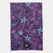 Paarse & Blauwe Wilde Bloemen | Monogram Theedoek (Verticaal)