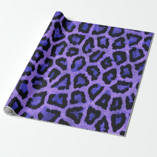 Paarse Blauwe Zwarte Leopard Dierenprint Cadeaupapier