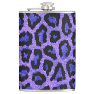 Paarse Blauwe Zwarte Leopard Dierenprint Heupfles