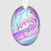 Paarse Blauwe Zwemelen Happy Paaseieren Ornament (voorkant)