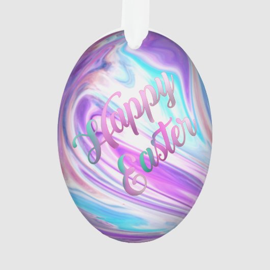Paarse Blauwe Zwemelen Happy Paaseieren Ornament (achterkant)