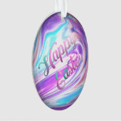 Paarse Blauwe Zwemelen Happy Paaseieren Ornament (voorkant)