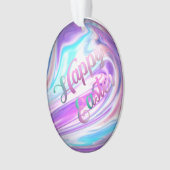 Paarse Blauwe Zwemelen Happy Paaseieren Ornament (voorkant)