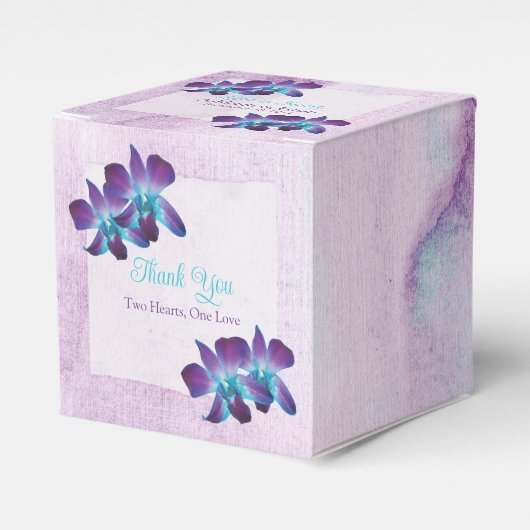 Paarse Blauwgroen Blauwe Dendrobium Orchidee Bruil Bedankdoosjes (Voorkant Zijde)