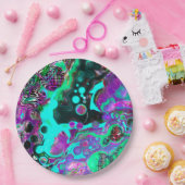 Paarse, Blauwgroen, blauwe, zwarte, kleurrijke Abs Papieren Bordje (Feest)