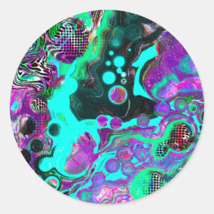 Paarse, Blauwgroen, blauwe, zwarte, kleurrijke Abs Ronde Sticker