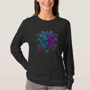 Paarse Blauwgroen boomkor met driehoekige geometri T-shirt