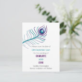 Paarse blauwgroen bruinkoolpauw, met uitzondering  aankondigingskaart (Staand voorkant)