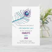 Paarse blauwgroen bruinkoolpauw, met uitzondering  save the date (Staand voorkant)