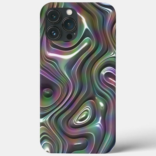 Paarse Blauwgroen Cool Faux Shiny 3D Retro Waves P Case-Mate iPhone Case (Achterkant)