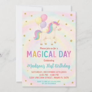 Paarse & Blauwgroen Eenhoorn Verjaardagsuitnodigin Kaart